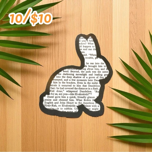 Text Bunny Silhouette Sticker – Book Page Print - Picture 1 of 1